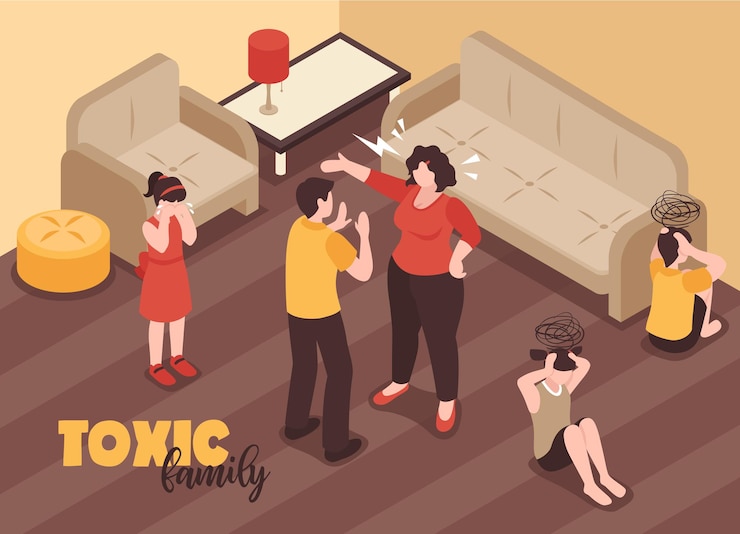Vector Gratis family conflicts background with toxic relations