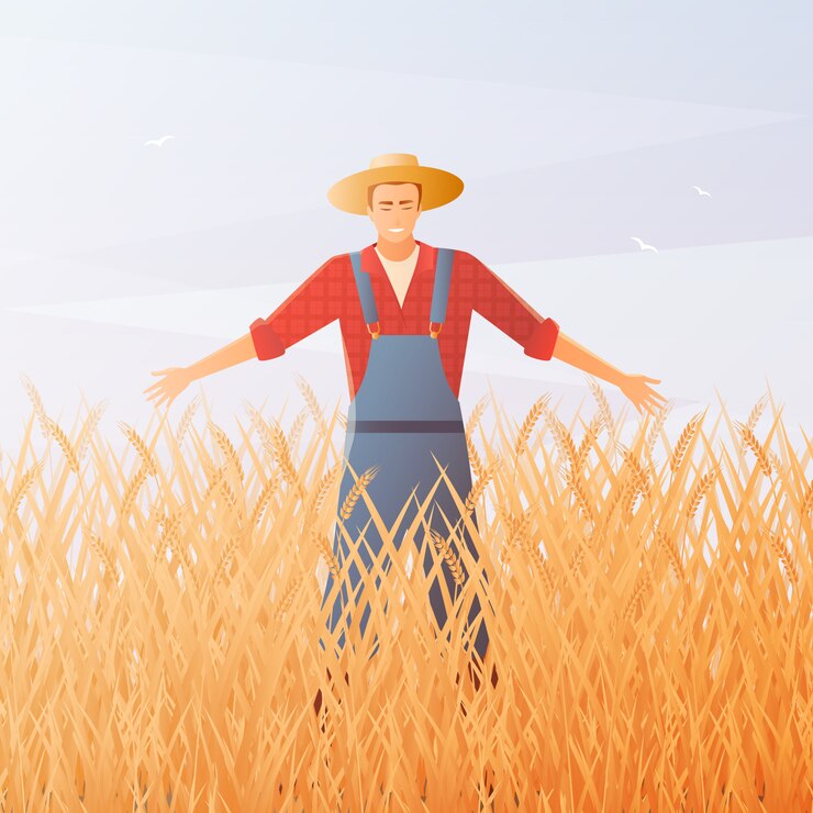 Vector Gratis farmer and crop harvest flat composition
