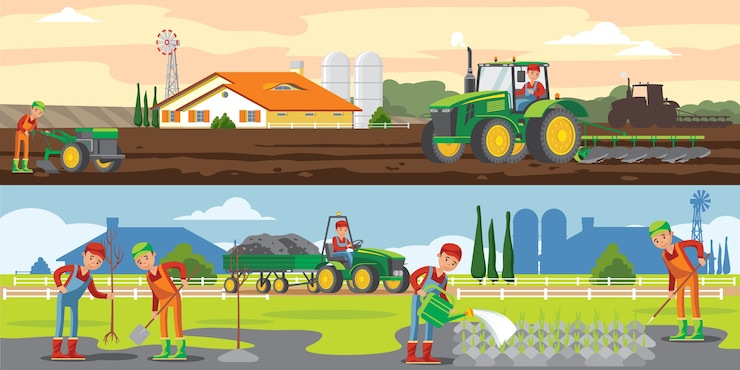 Vector Gratis farming and agriculture horizontal banners