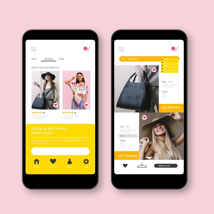 Vector Gratis fashion shopping app concept