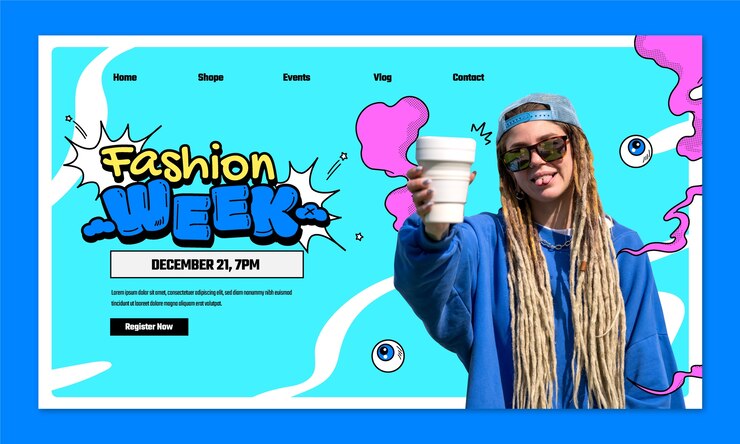Vector Gratis fashion week landing page template