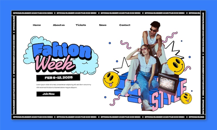 Vector Gratis fashion week landing page template