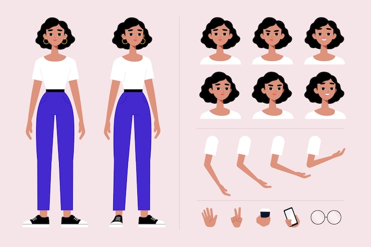 Vector Gratis female character poses illustration collection