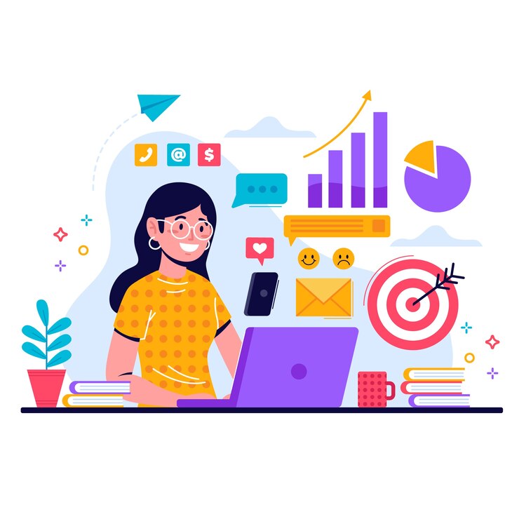 Vector Gratis female multitasking at work