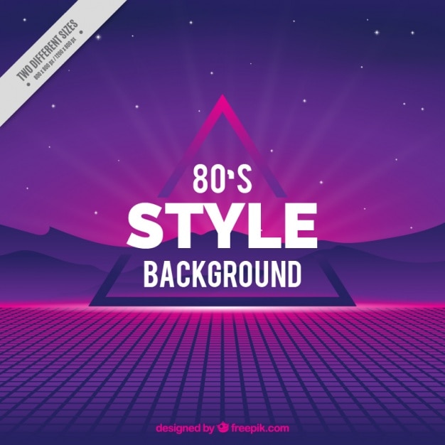 Vector Gratis fictional landscape background in eighties style 
