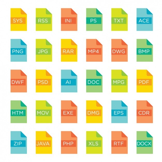 Vector Gratis file formats icons full color