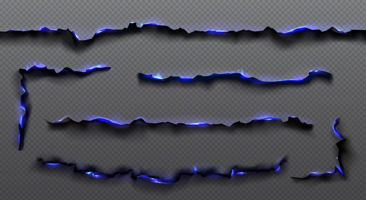 Vector Gratis fire blue flame on burnt paper edges