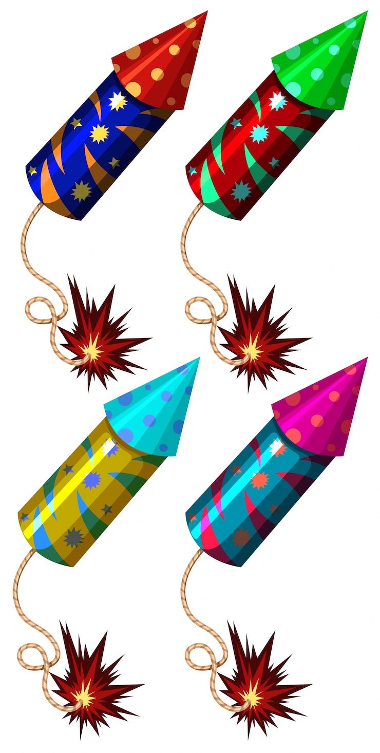 Vector Gratis firework in different colors illustration