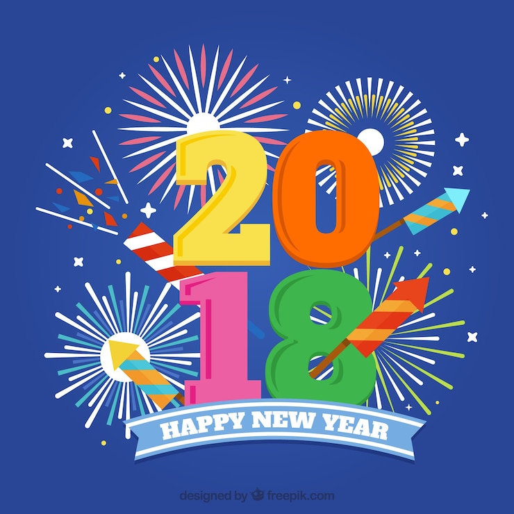 Vector Gratis fireworks and confetti on a new year's celebration