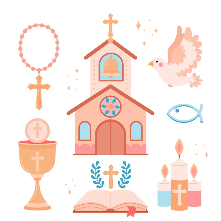 Vector Gratis first communion items set design