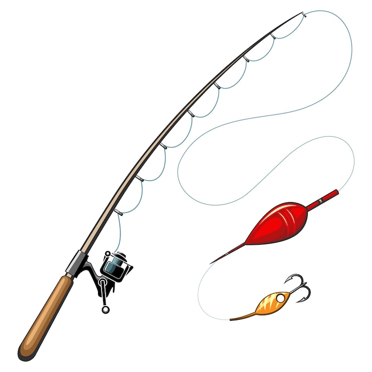 Vector Gratis  fishing rods. catch and hobby, sport equipment, fish hook, object tool 