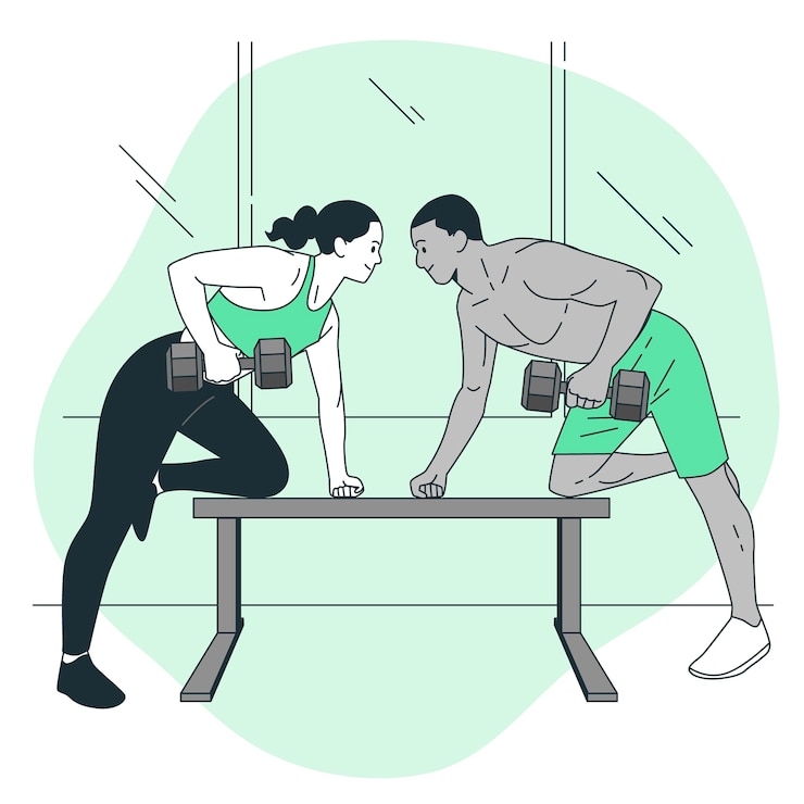 Vector Gratis fitness couple concept illustration
