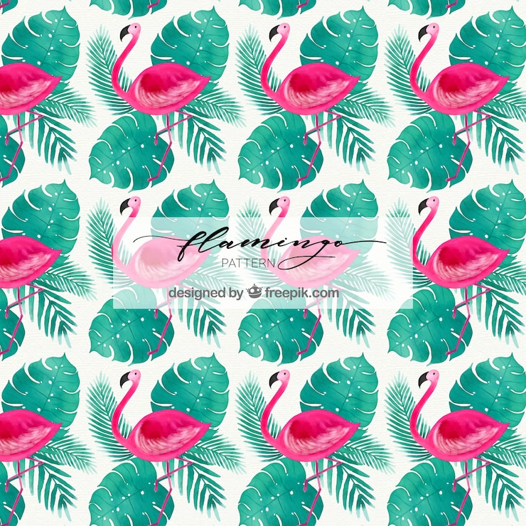 Vector Gratis flamingos pattern in watercolor style