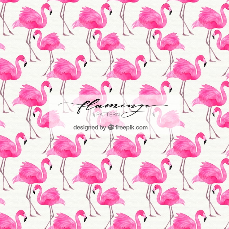 Vector Gratis flamingos pattern in watercolor style