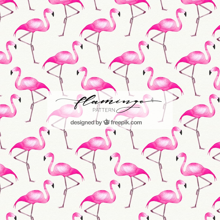 Vector Gratis flamingos pattern in watercolor style