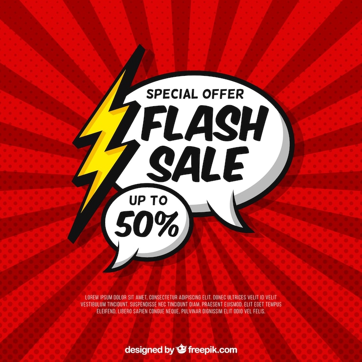 Vector Gratis flash sale background with comic style