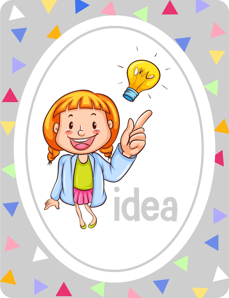 Vector Gratis flashcard kosakata dengan kata ide