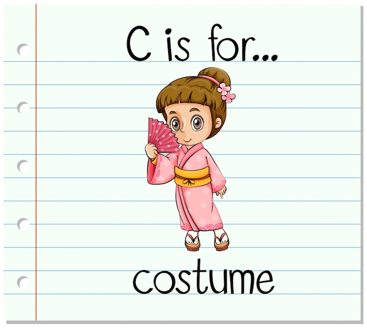 Vector Gratis flashcard letter c is for costume