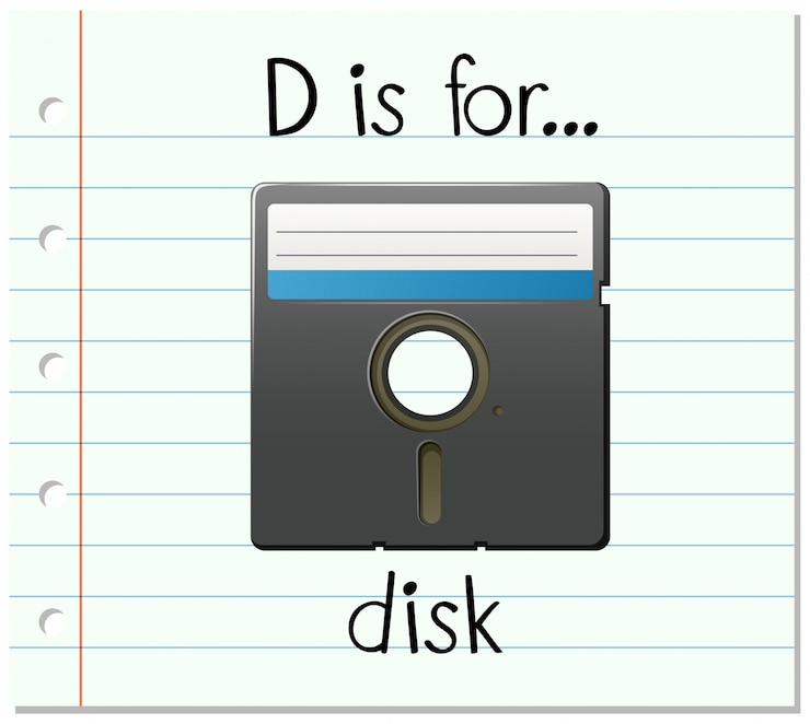 Vector Gratis flashcard letter d is for disk