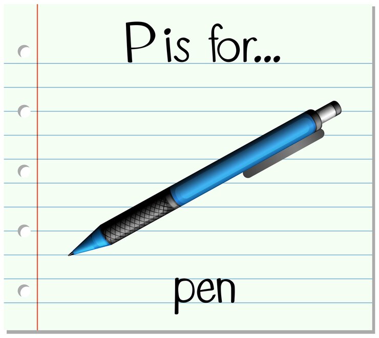 Vector Gratis flashcard letter p is for pen