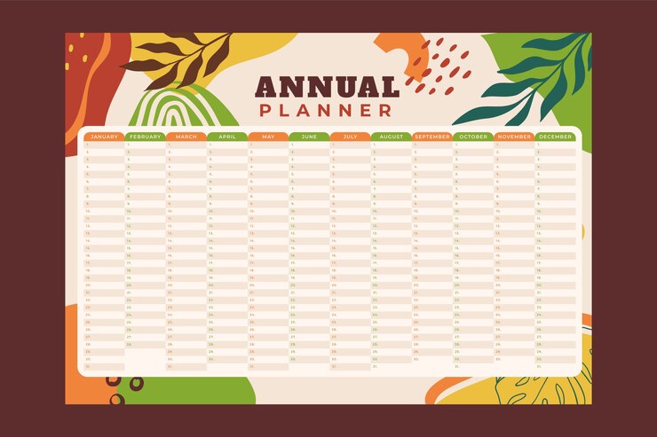 Vector Gratis flat 2024 annual planner template