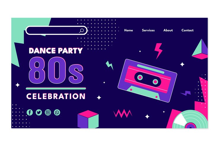 Vector Gratis flat 80s party landing page template