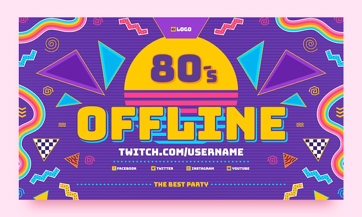 Vector Gratis flat 80s party twitch background