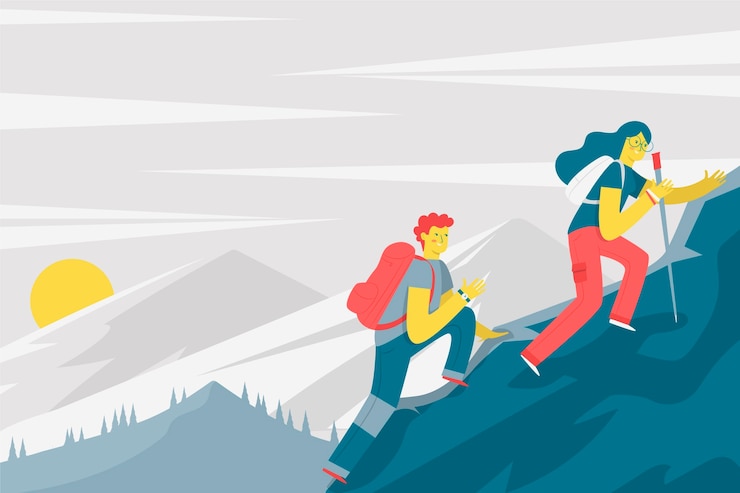 Vector Gratis flat adventure background with hiking