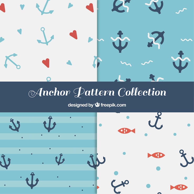 Vector Gratis flat anchor pattern collection