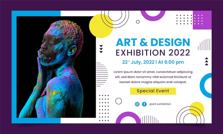 Vector Gratis flat art exhibition event webinar template