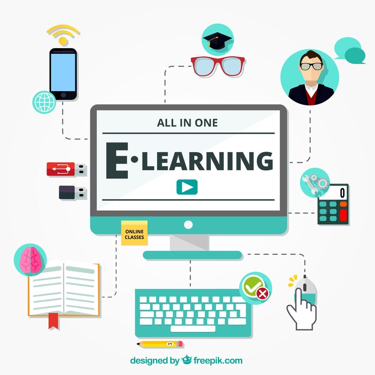 Vector Gratis flat background with different learning elements
