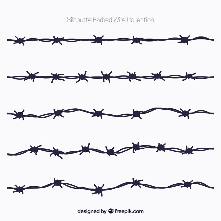 Vector Gratis flat barbed wire set of five