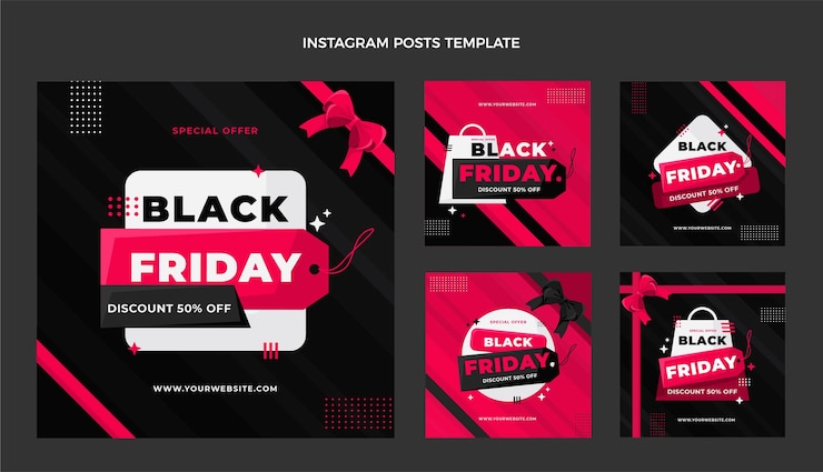 Vector Gratis flat black friday instagram posts collection