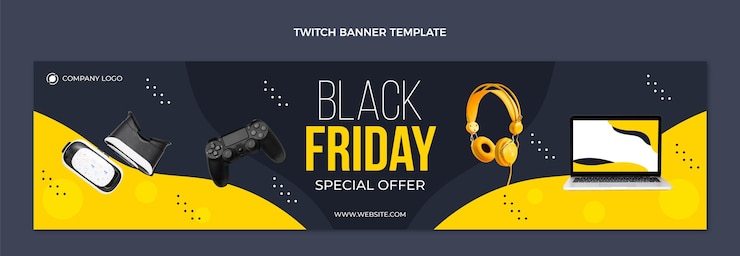 Vector Gratis flat black friday twitch cover