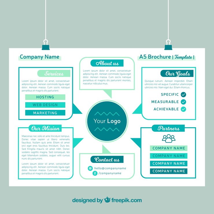Vector Gratis flat business brochure in a5 size