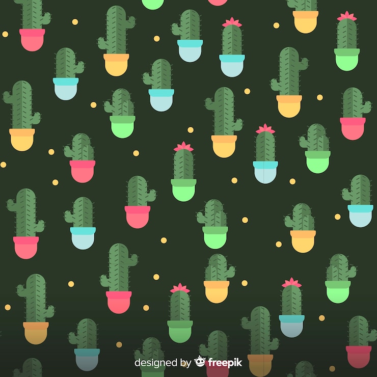 Vector Gratis flat cactus pattern