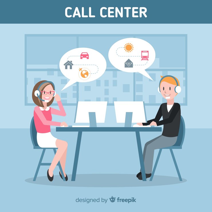 Vector Gratis flat call center agent design