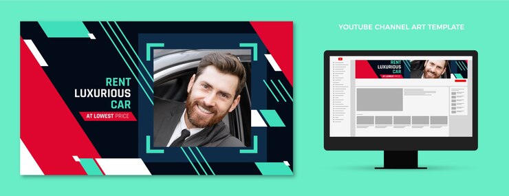 Vector Gratis flat car rental youtube channel art
