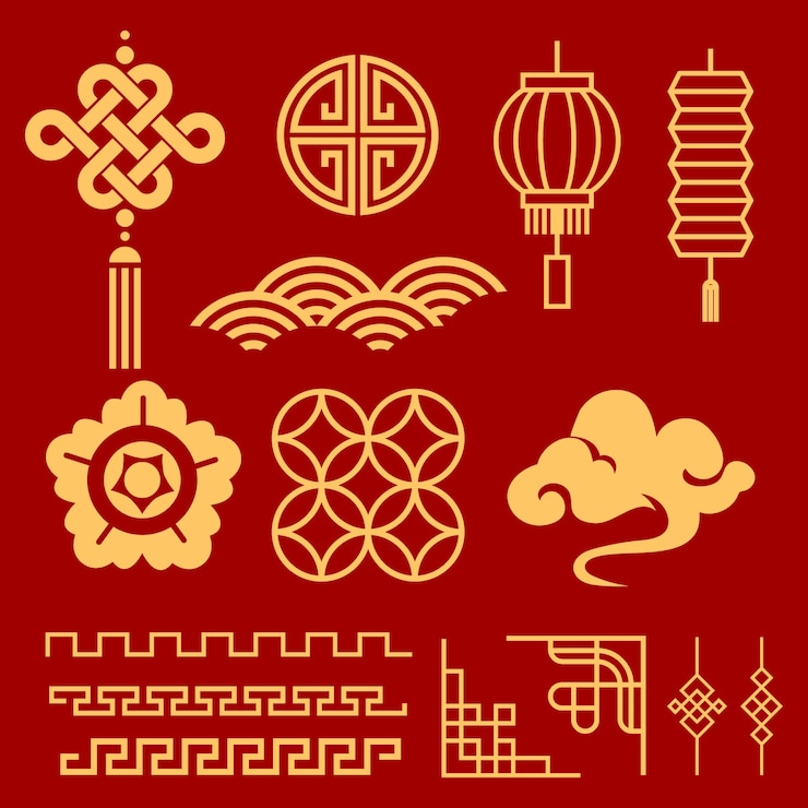 Vector Gratis flat chinese new year celebration ornaments collection