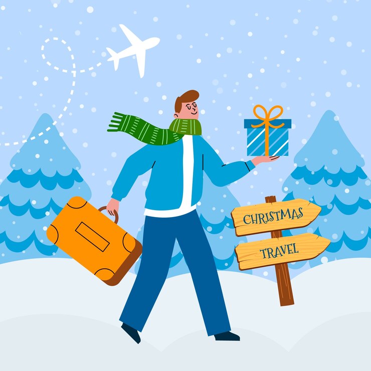 Vector Gratis flat christmas travel illustration