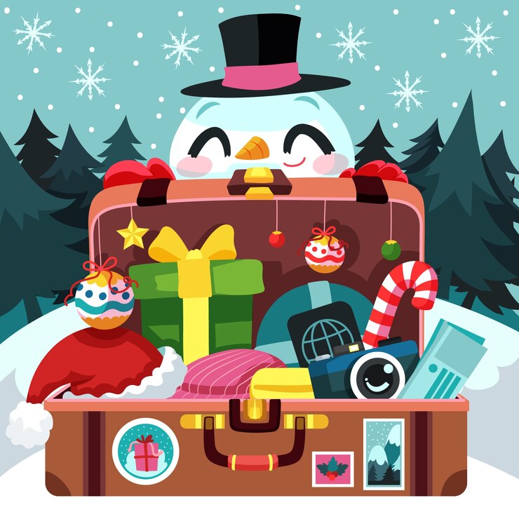 Vector Gratis flat christmas travel illustration