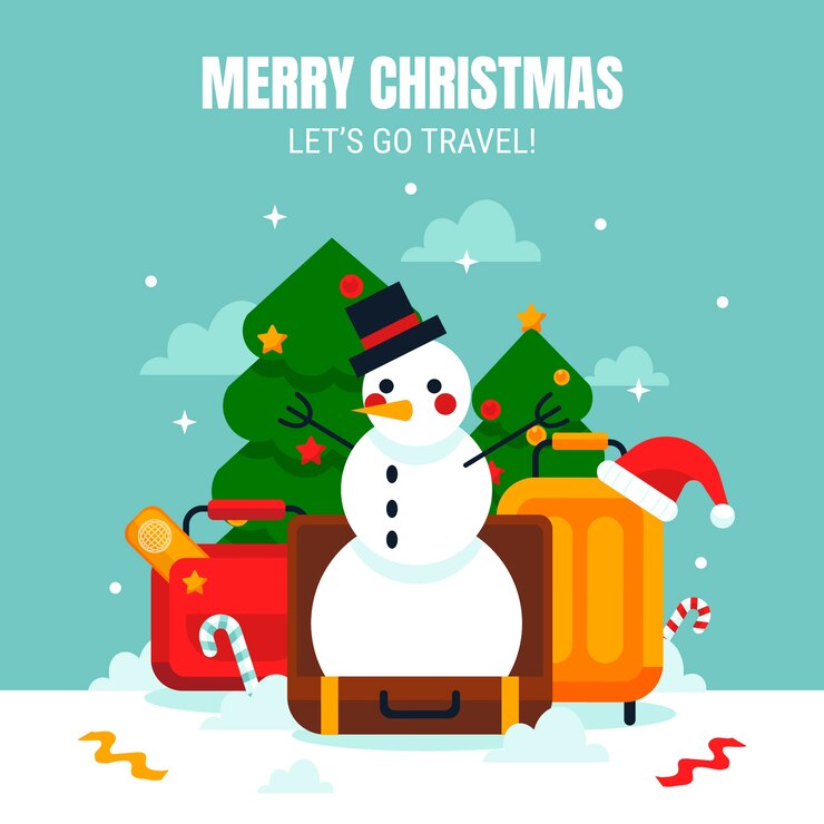 Vector Gratis flat christmas travel illustration