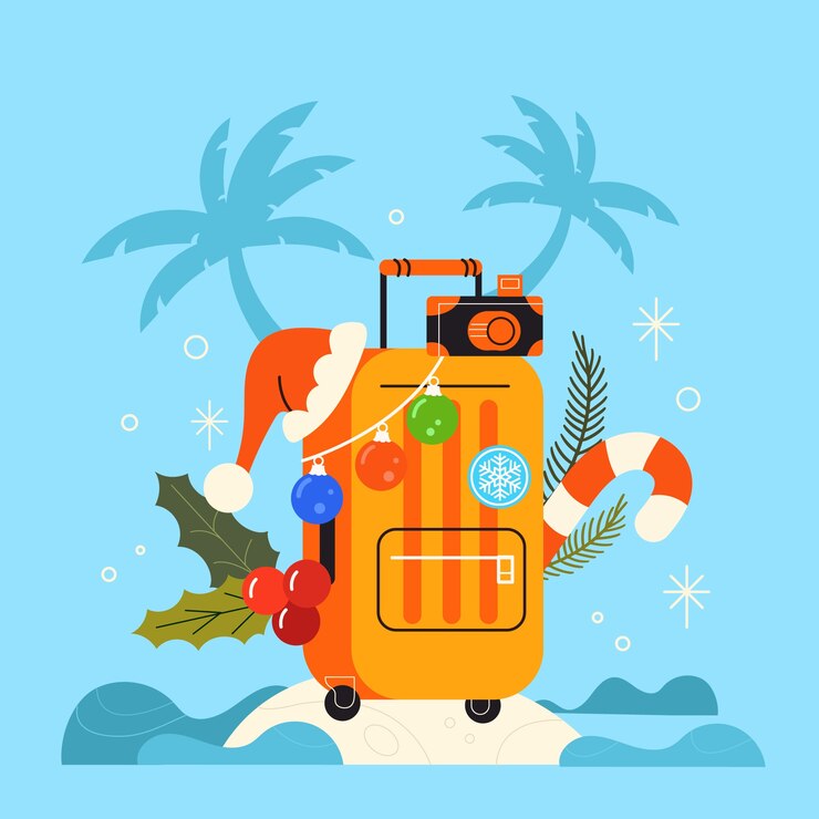 Vector Gratis flat christmas travel illustration