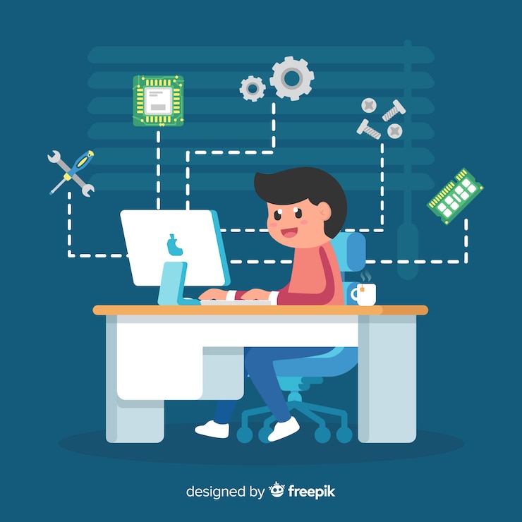 Vector Gratis flat computer engineering concept