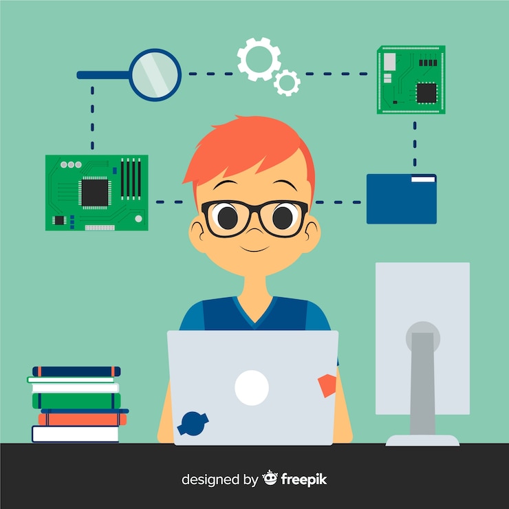 Vector Gratis flat computer engineering concept