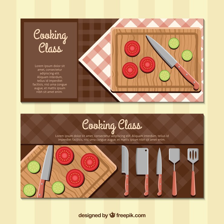 Vector Gratis flat cooking class banners