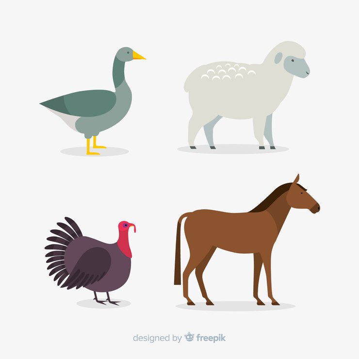 Vector Gratis flat cute farm animal collection