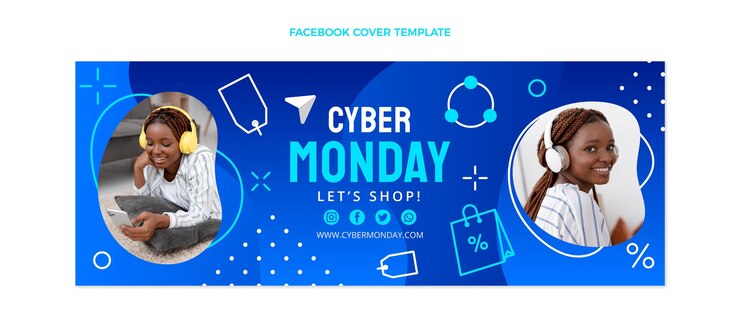 Vector Gratis flat cyber monday social media cover template