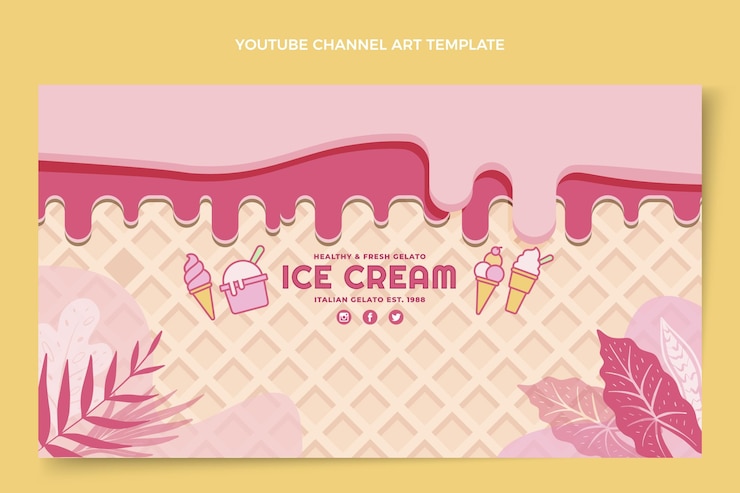 Vector Gratis flat delicious ice cream youtube channel art