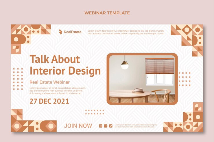 Vector Gratis flat design abstract geometric real estate webinar